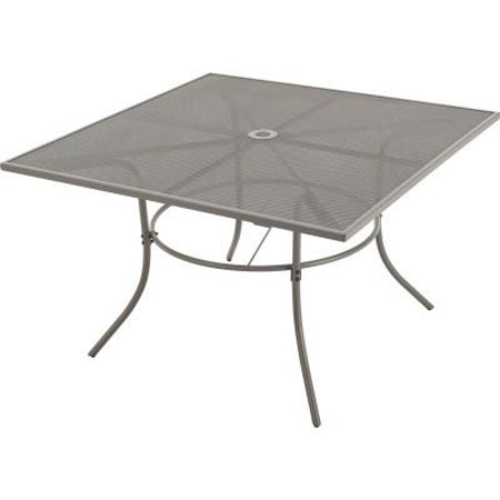 GEC Interion 48in Square Outdoor Caf Table, Steel Mesh, Gray 262081GY